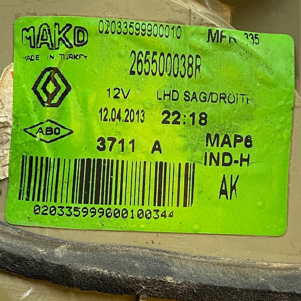 Renault Fluence Sağ İç Stop Lambası 265500038R En Uygun Oto Parça