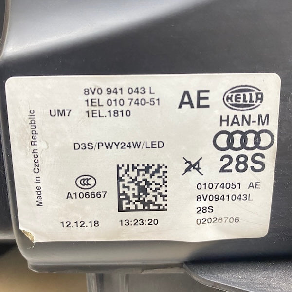 Audi A3 Sol Far Xenon 8V0941043 En Uygun Oto Parça