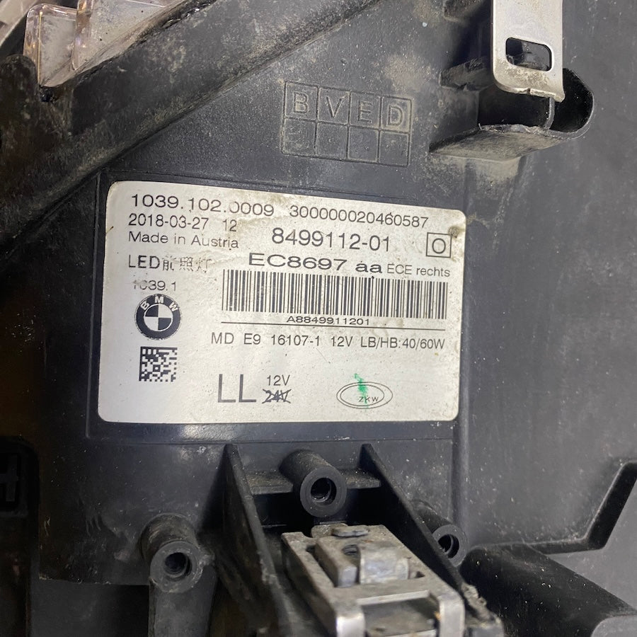 BMW 5 Serisi G30 Full LED Far Sıfırlanmış 8499112-01 17-20