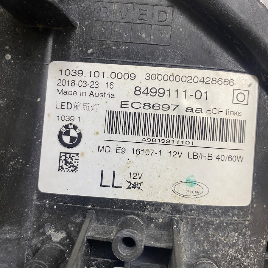 BMW 5 Serisi G30 Full LED Far Sıfırlanmış 8499112-01 17-20